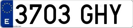 Ejemplo de matrícula española 3703 GHY