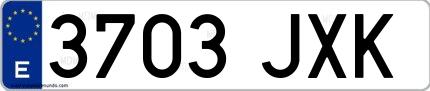 Ejemplo de matrícula española 3703 JXK