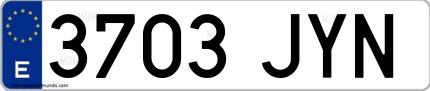 Ejemplo de matrícula española 3703 JYN