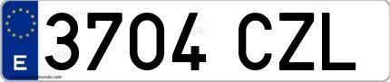 Ejemplo de matrícula española 3704 CZL