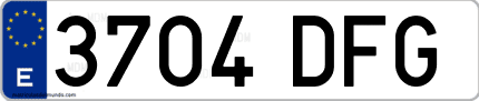 Ejemplo de matrícula de coche ordinaria 3704 DFG