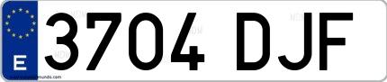 Ejemplo de matrícula española 3704 DJF