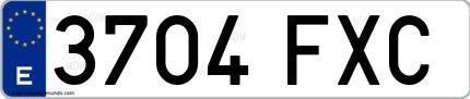 Ejemplo de matrícula española 3704 FXC
