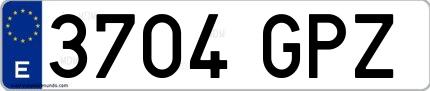 Ejemplo de matrícula española 3704 GPZ