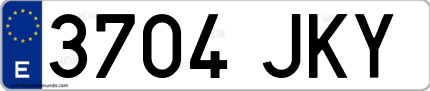 Ejemplo de matrícula de coche ordinaria 3704 JKY