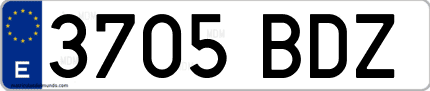 Ejemplo de matrícula de coche ordinaria 3705 BDZ
