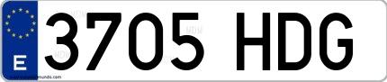 Ejemplo de matrícula de coche ordinaria 3705 HDG