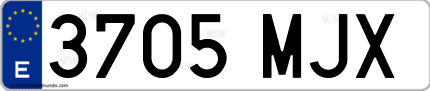 Ejemplo de matrícula de coche ordinaria 3705 MJX