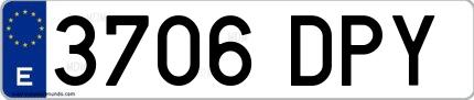 Ejemplo de matrícula española 3706 DPY