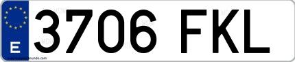 Ejemplo de matrícula española 3706 FKL