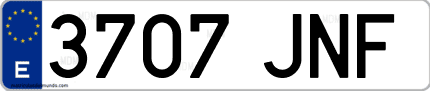 Ejemplo de matrícula de coche ordinaria 3707 JNF