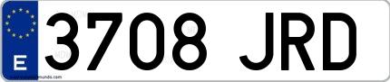 Ejemplo de matrícula española 3708 JRD