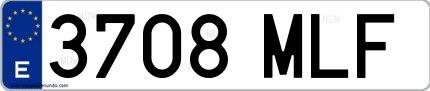 Ejemplo de matrícula española 3708 MLF