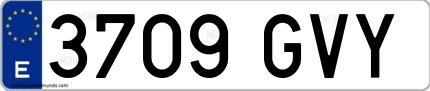 Ejemplo de matrícula española 3709 GVY