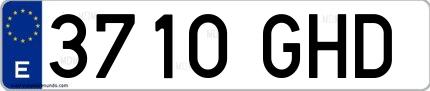 Ejemplo de matrícula española 3710 GHD