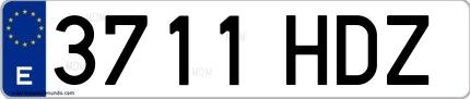 Ejemplo de matrícula española 3711 HDZ