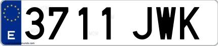 Ejemplo de matrícula española 3711 JWK