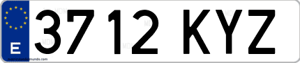 Ejemplo de matrícula de coche ordinaria 3712 KYZ