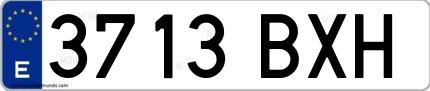 Ejemplo de matrícula española 3713 BXH