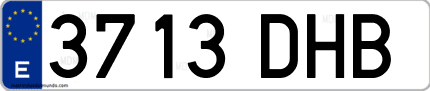 Ejemplo de matrícula de coche ordinaria 3713 DHB