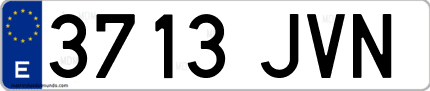 Ejemplo de matrícula de coche ordinaria 3713 JVN