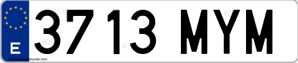 Ejemplo de matrícula de coche ordinaria 3713 MYM