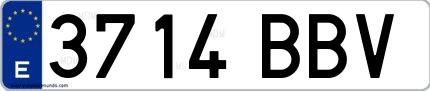 Ejemplo de matrícula española 3714 BBV
