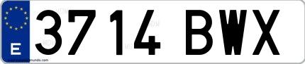 Ejemplo de matrícula española 3714 BWX