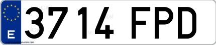 Ejemplo de matrícula española 3714 FPD