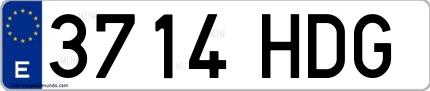 Ejemplo de matrícula española 3714 HDG