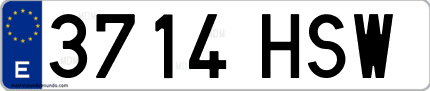 Ejemplo de matrícula de coche ordinaria 3714 HSW