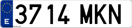 Ejemplo de matrícula de coche ordinaria 3714 MKN