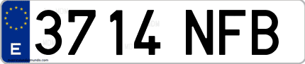 Ejemplo de matrícula de coche ordinaria 3714 NFB