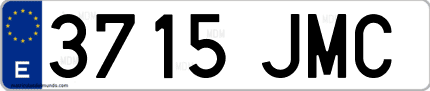 Ejemplo de matrícula de coche ordinaria 3715 JMC