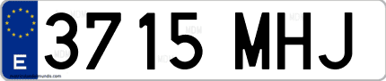 Ejemplo de matrícula de coche ordinaria 3715 MHJ