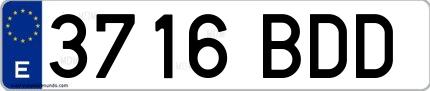 Ejemplo de matrícula española 3716 BDD
