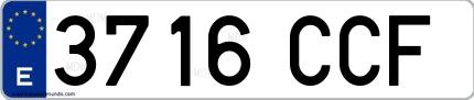 Ejemplo de matrícula española 3716 CCF