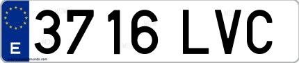 Ejemplo de matrícula española 3716 LVC