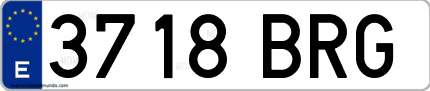 Ejemplo de matrícula de coche ordinaria 3718 BRG