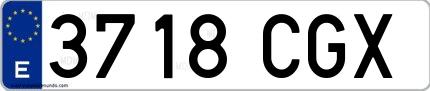 Ejemplo de matrícula española 3718 CGX