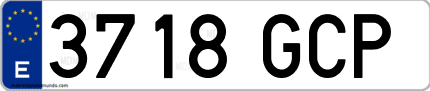 Ejemplo de matrícula de coche ordinaria 3718 GCP