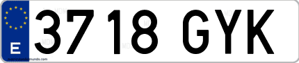 Ejemplo de matrícula de coche ordinaria 3718 GYK