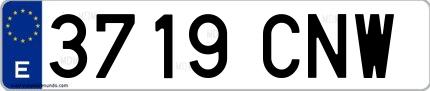 Ejemplo de matrícula española 3719 CNW
