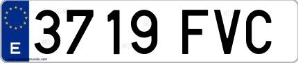 Ejemplo de matrícula española 3719 FVC
