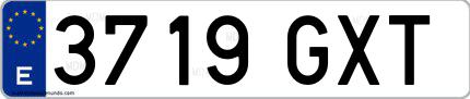 Ejemplo de matrícula española 3719 GXT