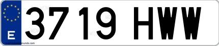Ejemplo de matrícula española 3719 HWW