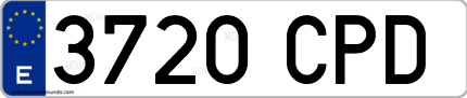 Ejemplo de matrícula de coche ordinaria 3720 CPD