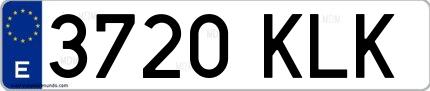 Ejemplo de matrícula española 3720 KLK