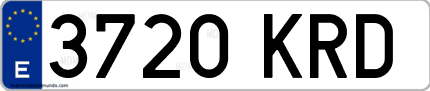 Ejemplo de matrícula de coche ordinaria 3720 KRD
