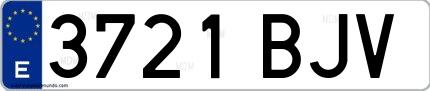 Ejemplo de matrícula española 3721 BJV